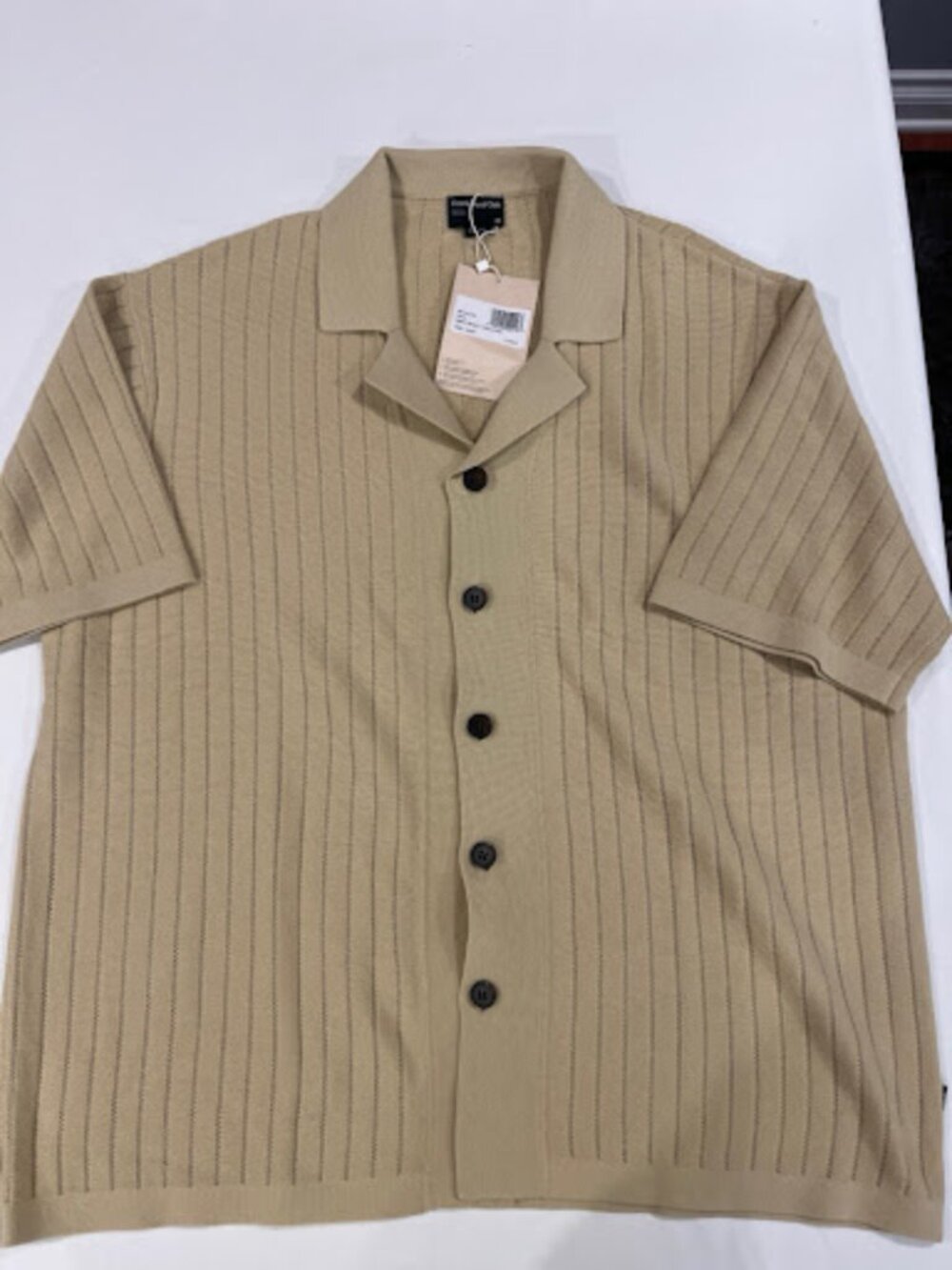 Frank And Oak Short Sleeve Knit Polo Shirt Sable Desert XL NWT